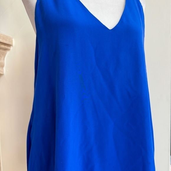 Lavender Brown Cobalt Blue Sleeveless Mini A Line Womens Size S Silk Pockets - Picture 5 of 15